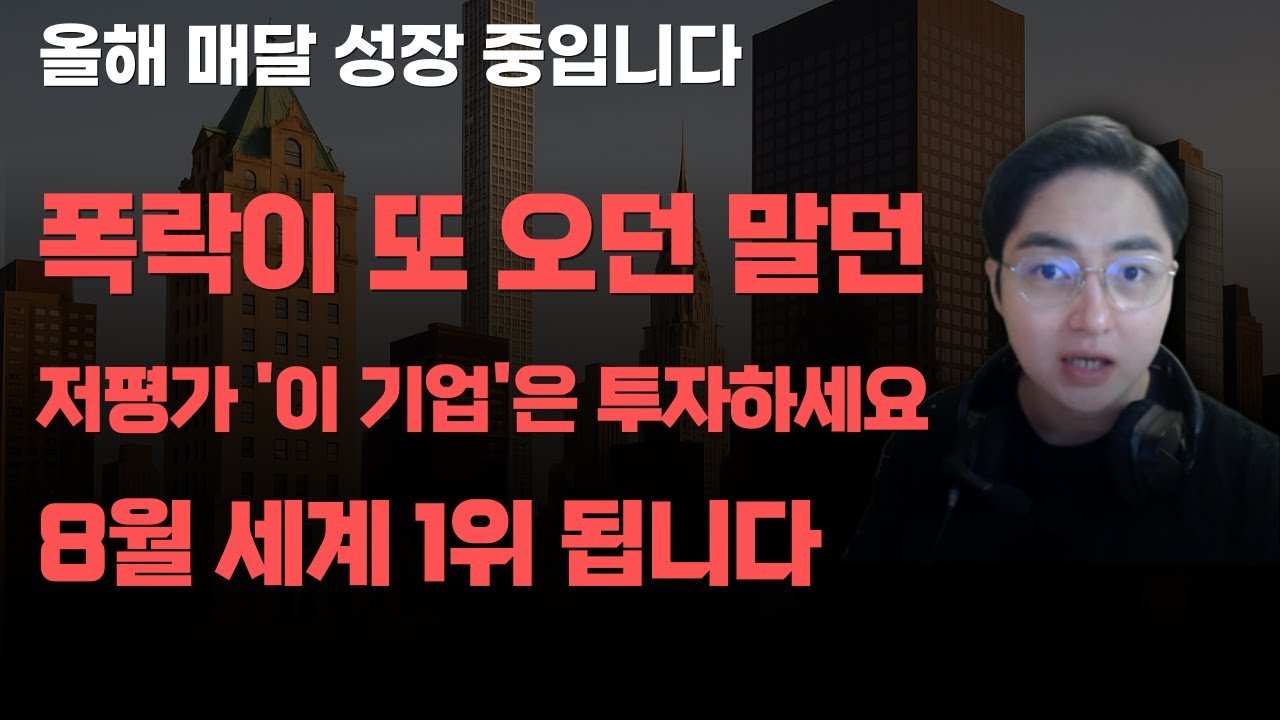 폭락이 또 오던 말던 저평가 이 기업은 투자하세요